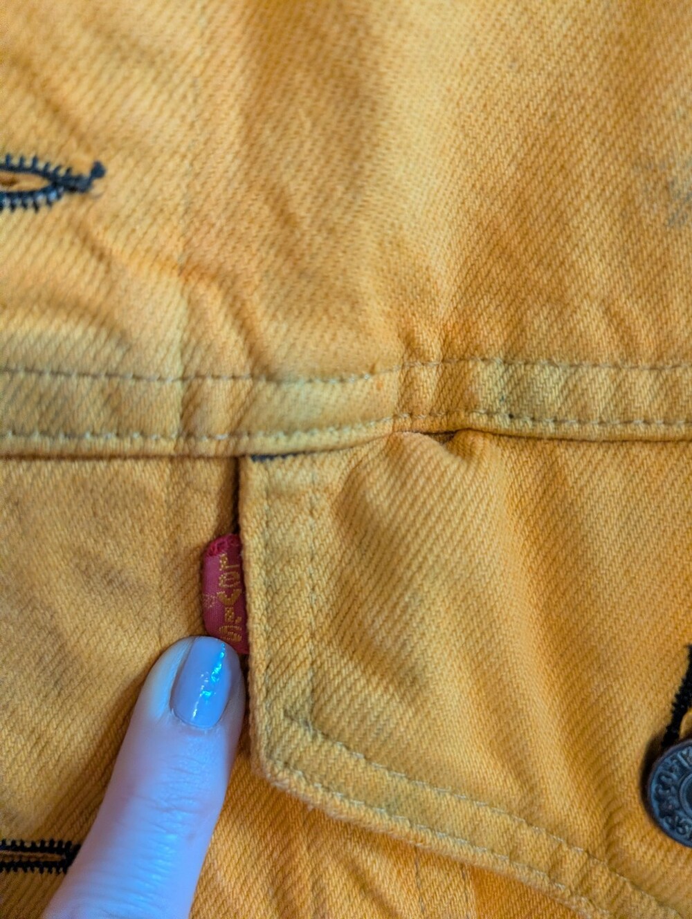 Vintage 70's Levi's Orange Denim Jacket Model 70505 O217 - Picture 5 of 11